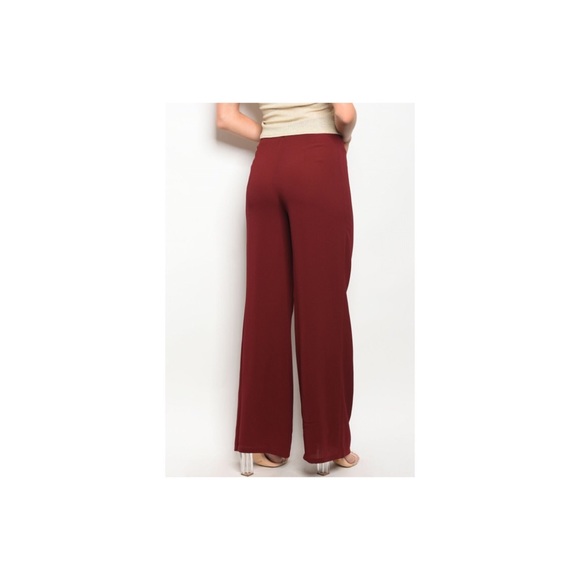 🛍Sale🛍 Maroon Burgundy Bell Bottom Floral Pants - Picture 2 of 5